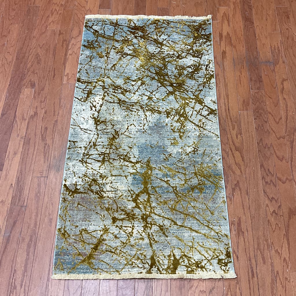 HERAT ORIENTAL Turkish Modern Erased Design Wool & Silk Rug - 2'7" x 4'11"