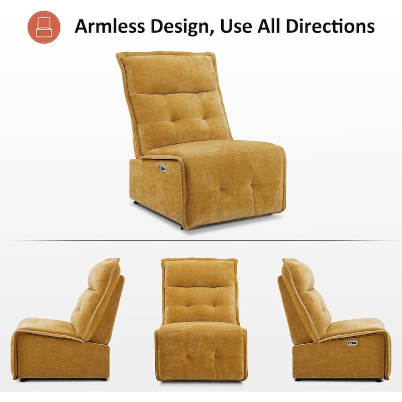 MCombo Armless Power Recliner Chair with USB Ports, 3.5" Wall Clearance Electric Reclining Sofa Chair for Living Room, ALR01