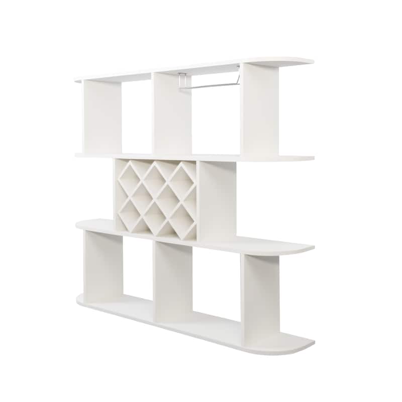Wall Mounted 3 Tier Wine Rack,Storage Rack with Wine Glass Holder