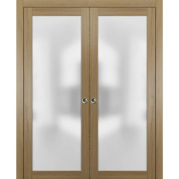 Sliding Double Pocket Door Frosted Tempered Glass / Planum 2102 Honey ...