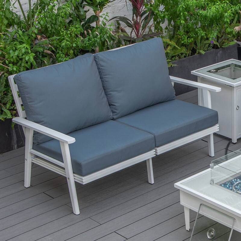 Walbrooke Polyester Upholstered Aluminum Frame Outdoor Loveseat with Powder-Coated Finish and Removable Cushion Covers - 56.69