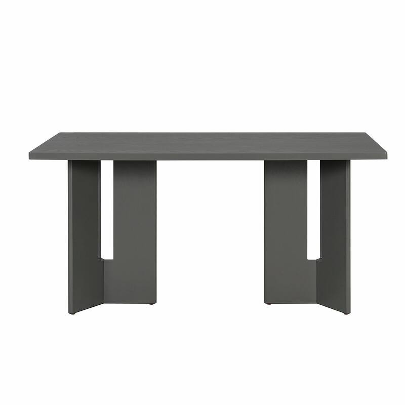 Farmhouse Wood Dining Table, 60" Rectangular Kitchen & Dining Table with Cutout Legs for Dining Room and Living Room