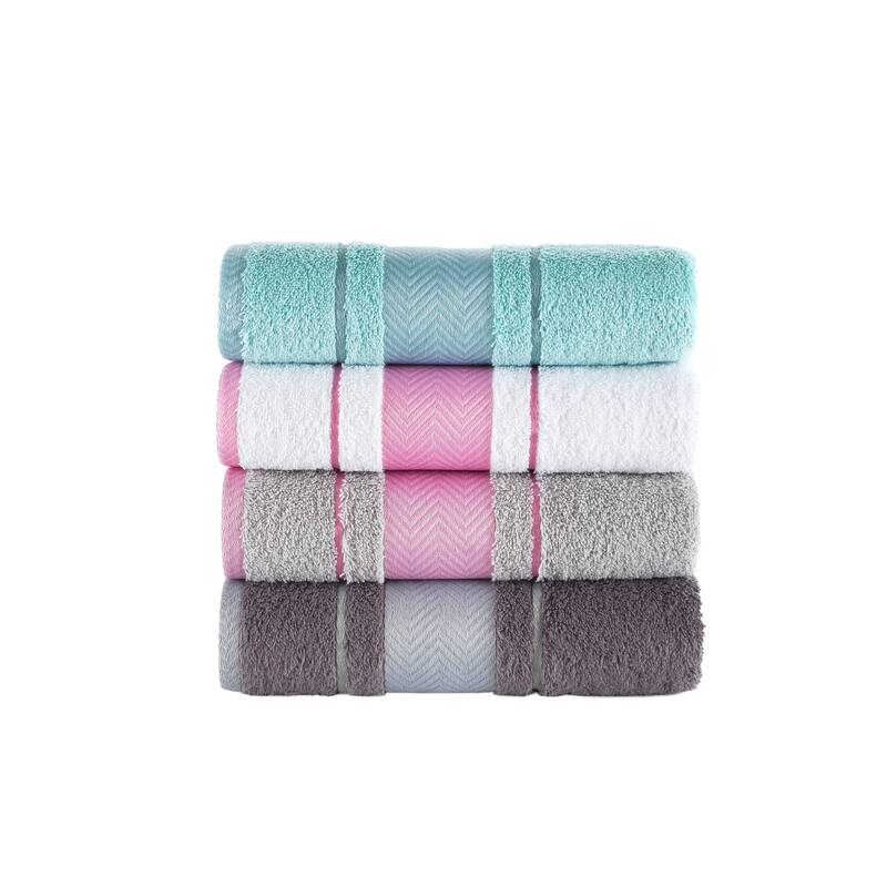 KAFTHAN Textile Multicolor Fishbone Turkish Cotton Face/Hand/Hair Bath Towels (Set of 4) - 30"L x 18"W x 0.5"H - Multicolor - 30"L x 18"W x 0.5"H