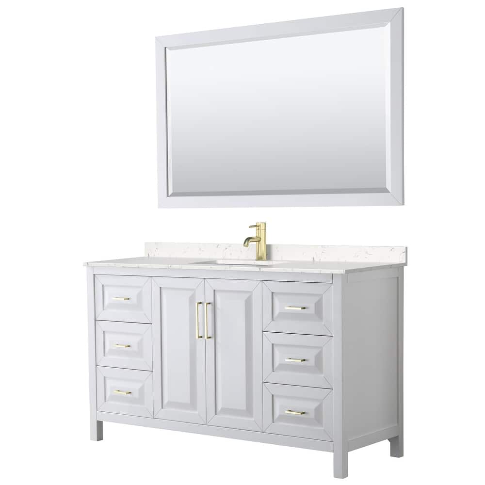 Daria 60 Inch Single Vanity, Cultured Marble Top, 58 Inch Mirror