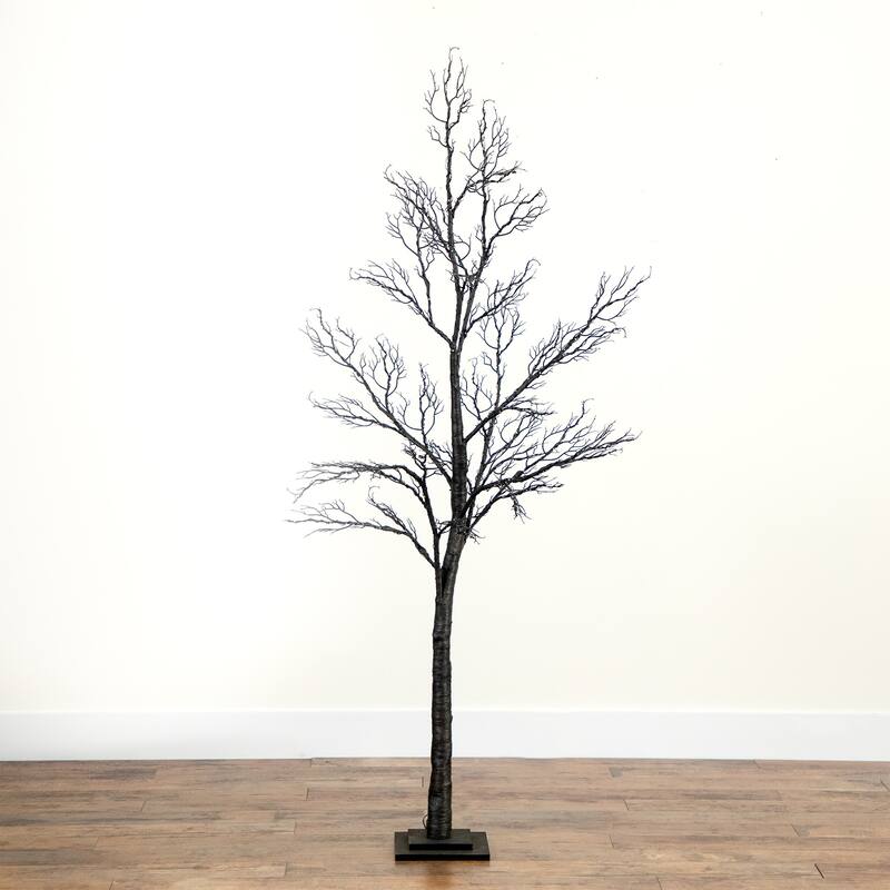 Pre-Lit Potted Artificial Twig Tree - 5’ - Dual Color LED Lights