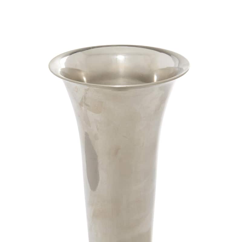 Aluminum Metal Fluted Decorative Vase - Silver - Roche River Decor