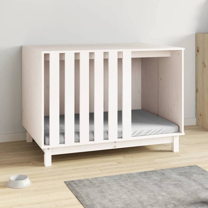 vidaXL Dog House White Solid pine wood Medium Durable Dog House