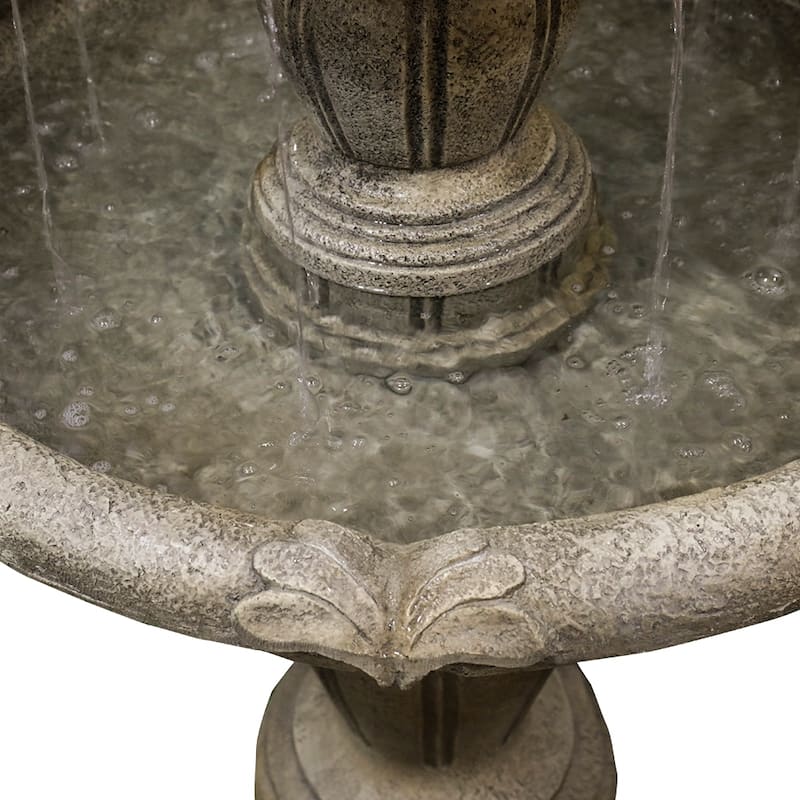 48-Inch Tall Outdoor Decorative 3-Tiered Concrete Relaxation Fountain