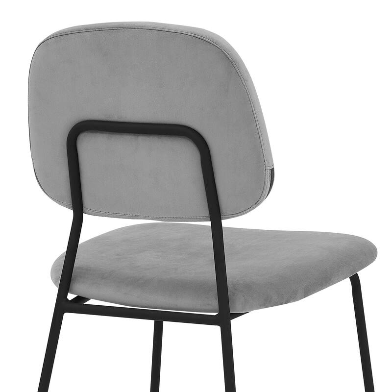 Lucy Grey Velvet and Metal Dining Room Chairs - Set of 2