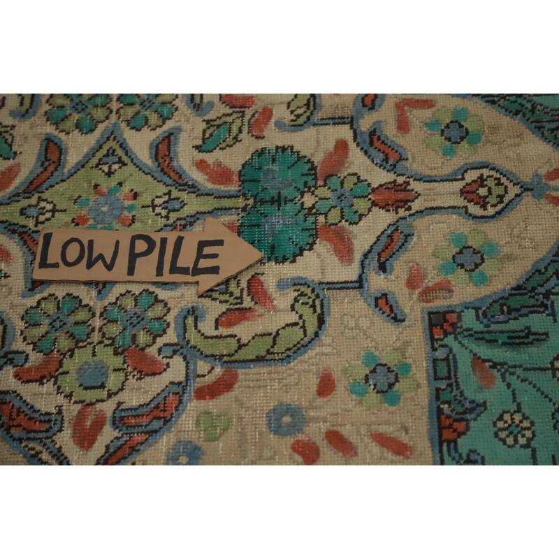 Hand Knotted Oriental 100% Wool Carpet Traditional Floral Green Tabriz Area Rug - 10' 11'' X 8' 3''