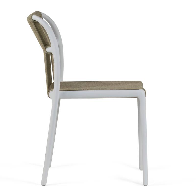 Set of 2 Belden Beige Woven Rope Fabric Dining Chair with Plastic Frame