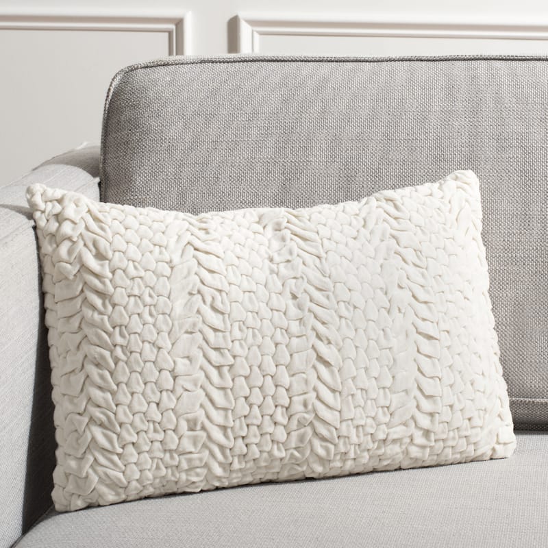 SAFAVIEH Neslihan Cream Ruched 12 x 20-inch Decorative Pillow