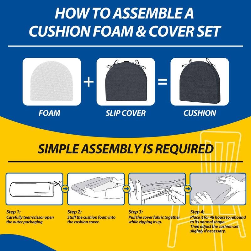 AAAAAcessories 17 in. X 16 in.Indoor Strap Non-slip Chair Cushion for Multi-scenario Setups (2 Pack) - N/A