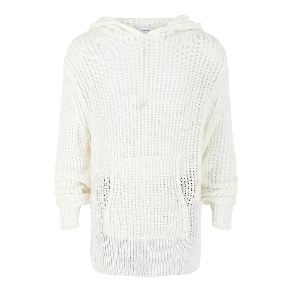 Ferragamo Crochet Drop-Sleeve Hoodie