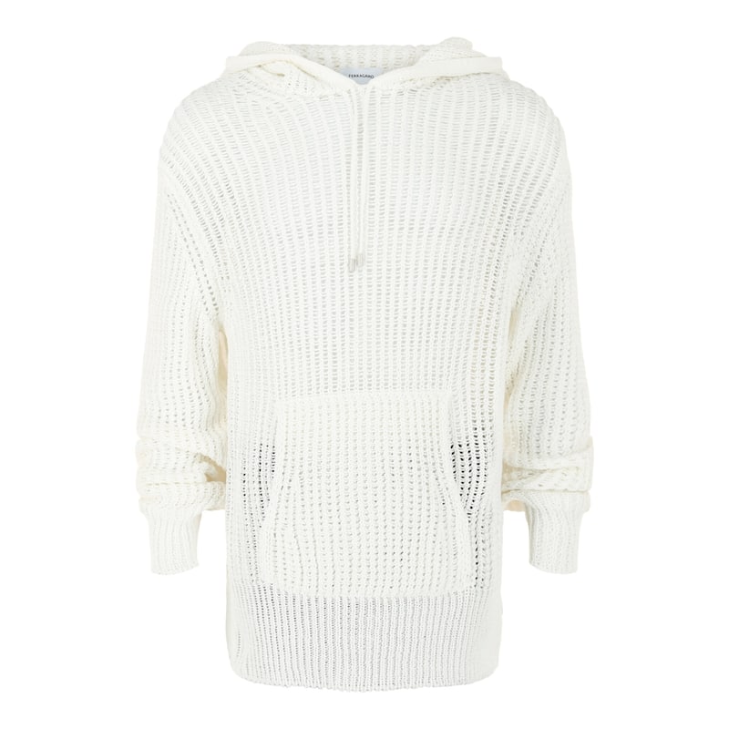 Ferragamo Crochet Drop-Sleeve Hoodie - L