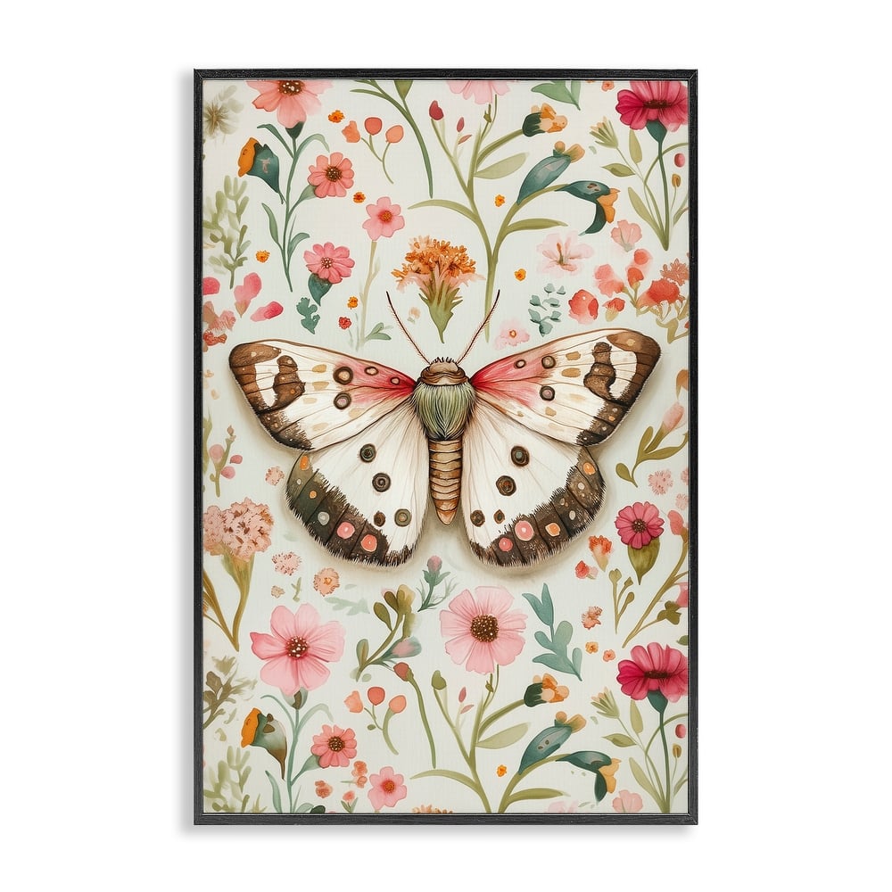 Stupell Botanical Butterfly on Florals Framed Giclee Art Design By The Dutch Lady