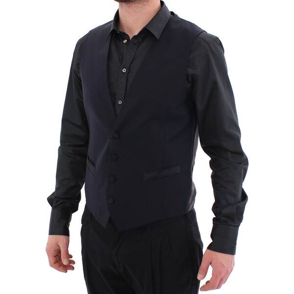 Shop Dolce Gabbana Blue Wool Blend Formal Dress Vest Men S Gilet