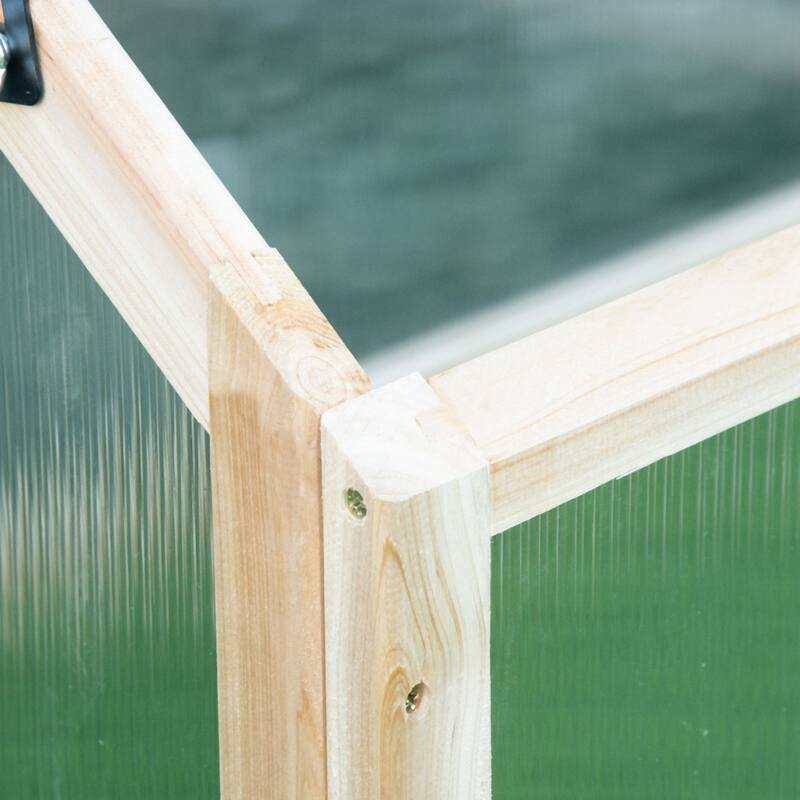 Wooden Cold Frame Greenhouse Garden Portable Raised Planter with OPenaBle ToP For Indoor, Outdoor, Flowers, Plants - Natural