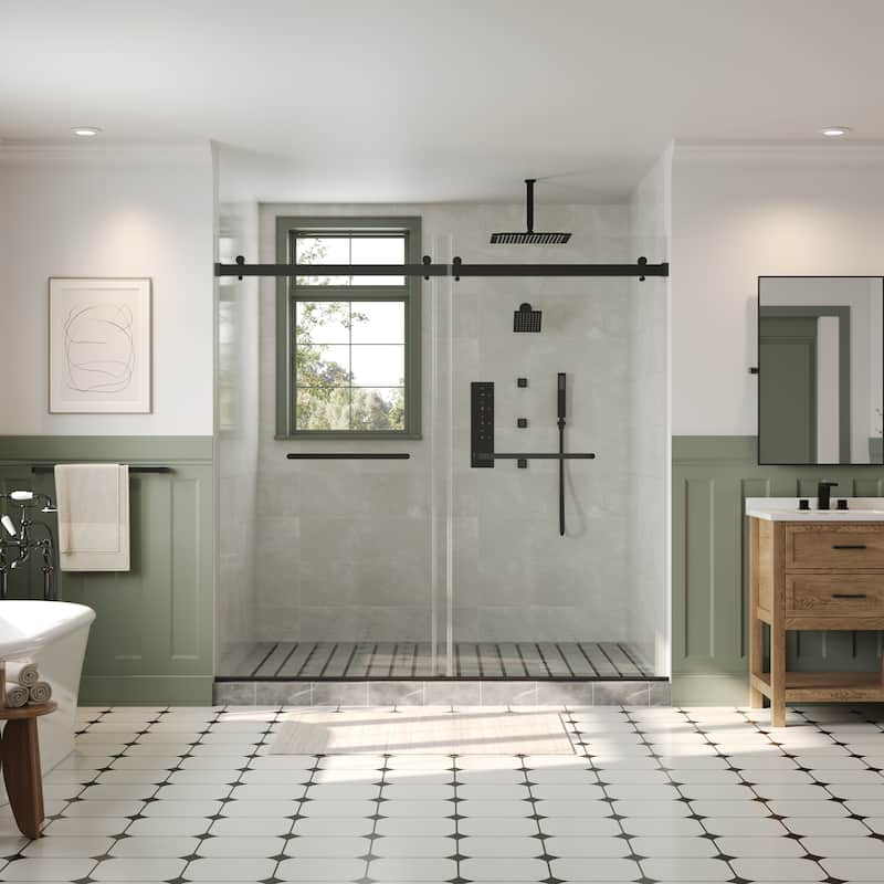 Dual Heads 16" Rainfall & High Pressure 6" Shower Head 3 Way Thermostatic Faucet System w/ 3 Body Jets