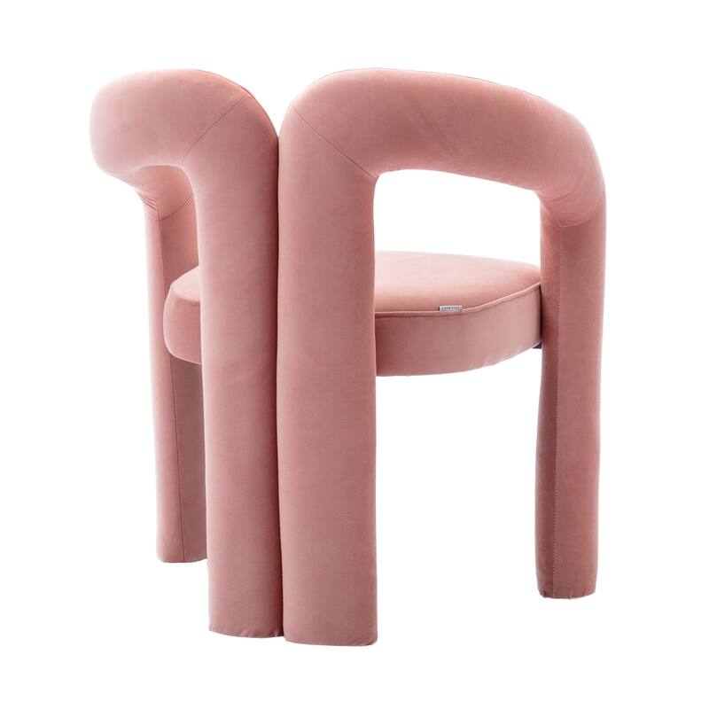 Pink Modern 25.2" Upholstered Accent Chair with Curved Circular Backrest and High-Density Foam (Set of 2)