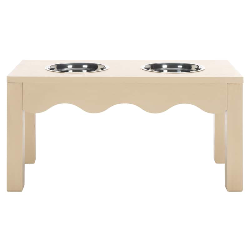 SAFAVIEH Lilith Raised Pet Feeder - 24"W x 11"D x 12"H - Natural