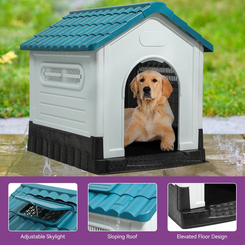Moasis Slant-roof Dog House with Skylight