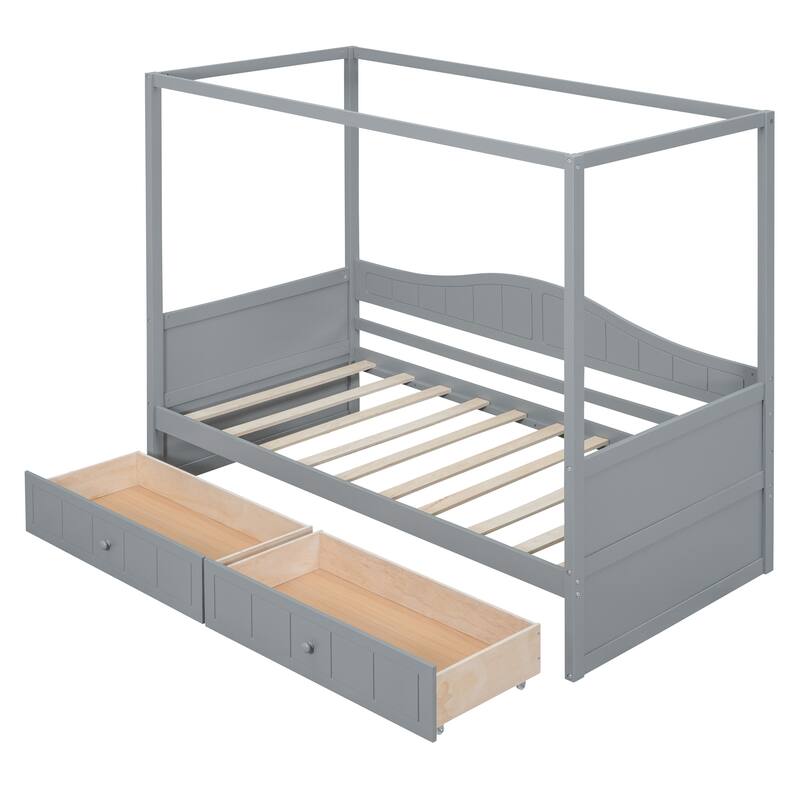 Twin Size Canopy Day Bed with 2 Drawers Bed Bath & Beyond 39316639