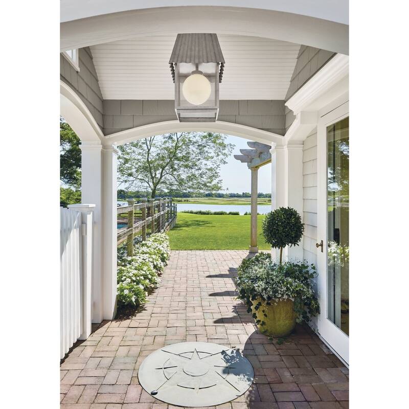 POINT DUME® Hook Pond Galvanized Finish Outdoor Hanging Lantern - 16.125 in x 16.125 in x 28.5625 in