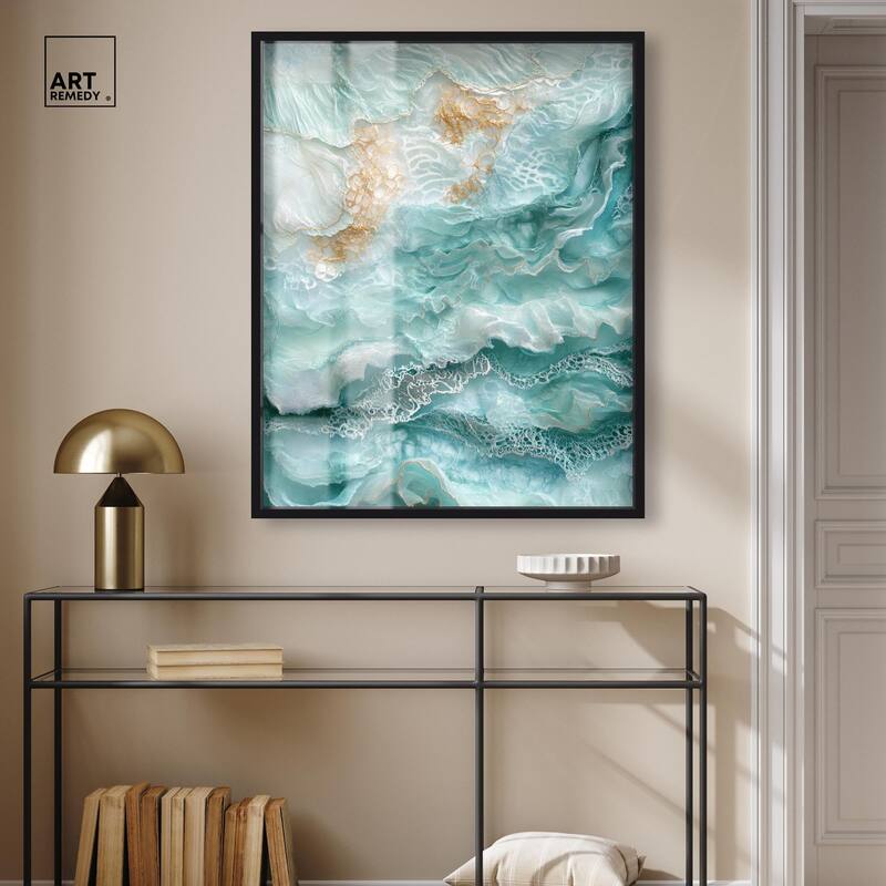 Teal Tiered Turbulence Shadowbox by Art Remedy