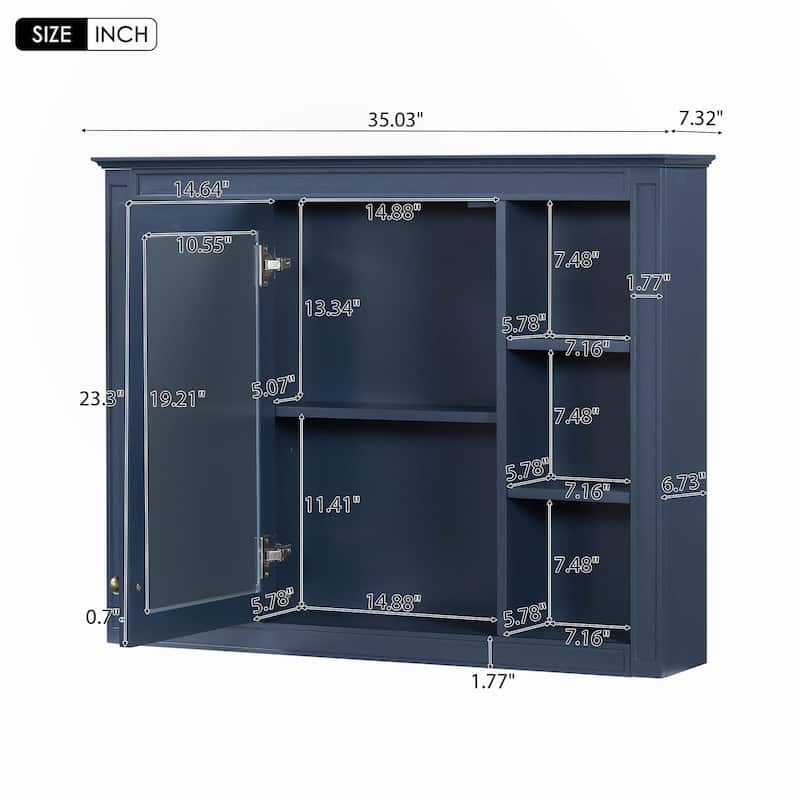 36"Bathroom Vanity with Medicine Cabinet, Royal Blue Mirror Cabinet