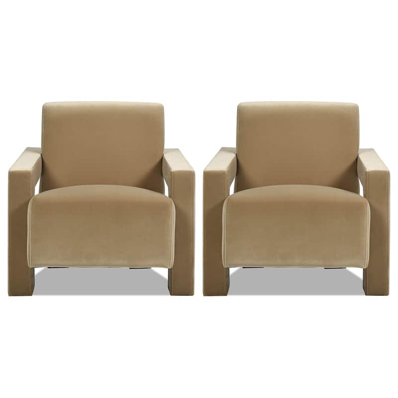 Ethan 28.5" Velvet Fully Upholstered Squared Arm Accent Chair