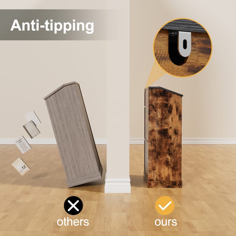 Vintage 2-Door Storage Cabinet Multi-Tier Organizer