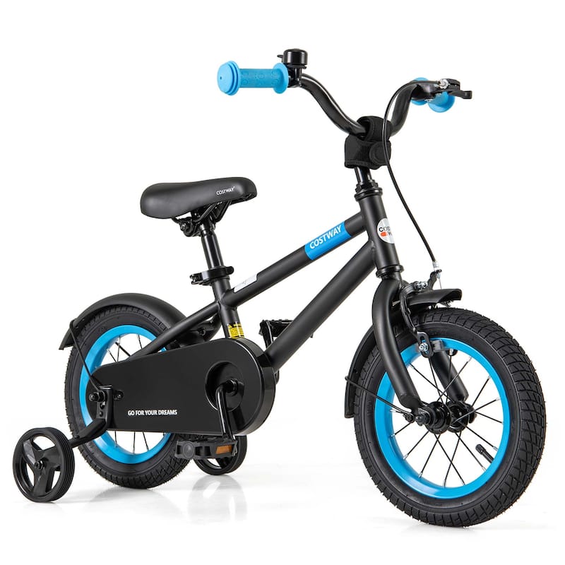 Costway 12" Kids Bike with Adjustable Saddle Handlebar Removable - See Details - Black