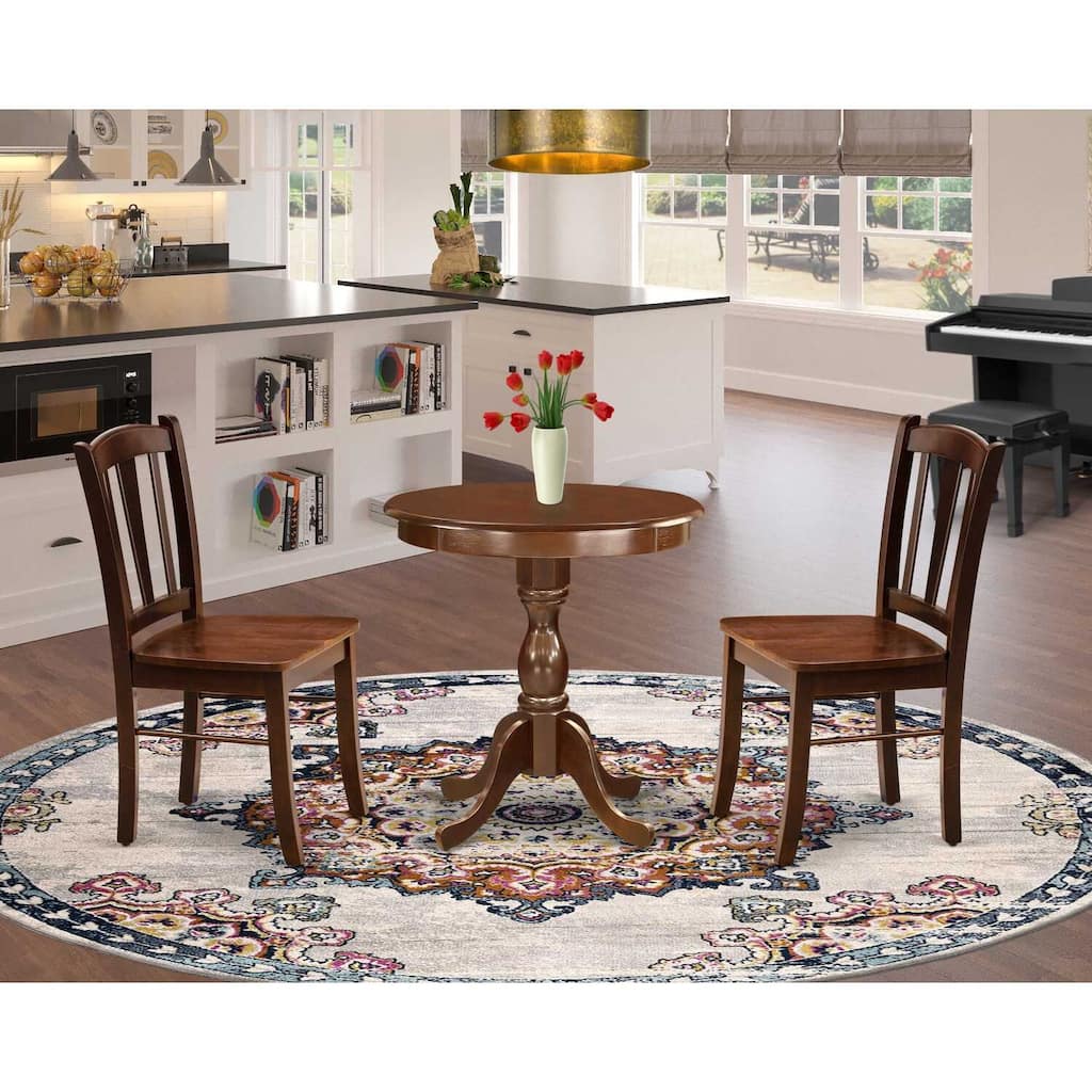 3-Piece Mahogany Finish Solid Wood Top - Dining Room Set - Seats 4