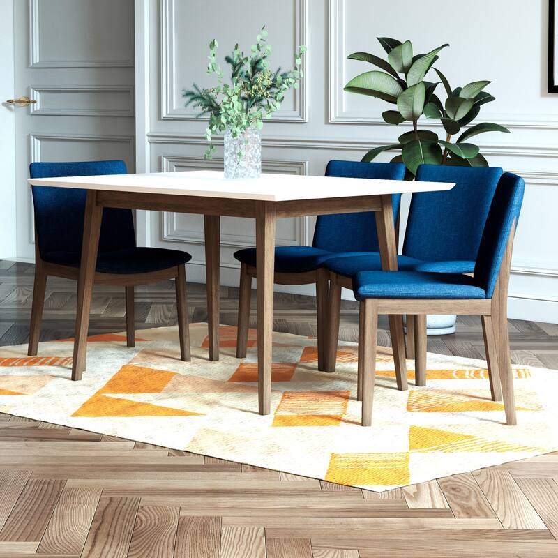 Varsan Modern Solid Wood Dining Table and Chair Set 5 Piece Dining Room Furniture Set