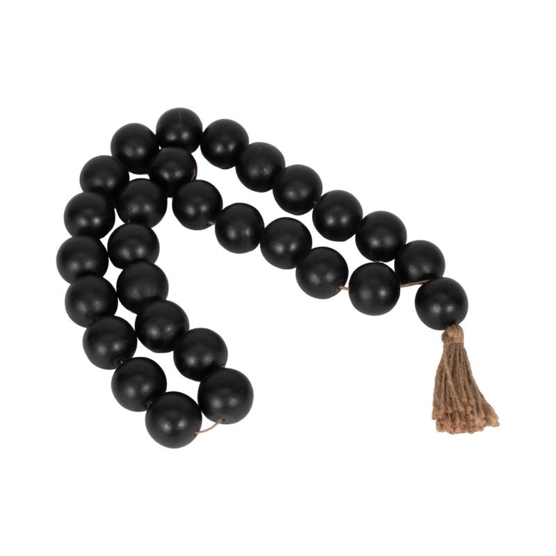 Sagebrook Home 32" Wooden Large Bead Garland with Tassels - Contemporary Mango Wood