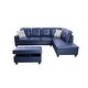 preview thumbnail 2 of 2, Navy Blue 3-Pieces Sectional Sofa Set,Right Facing(09529B)
