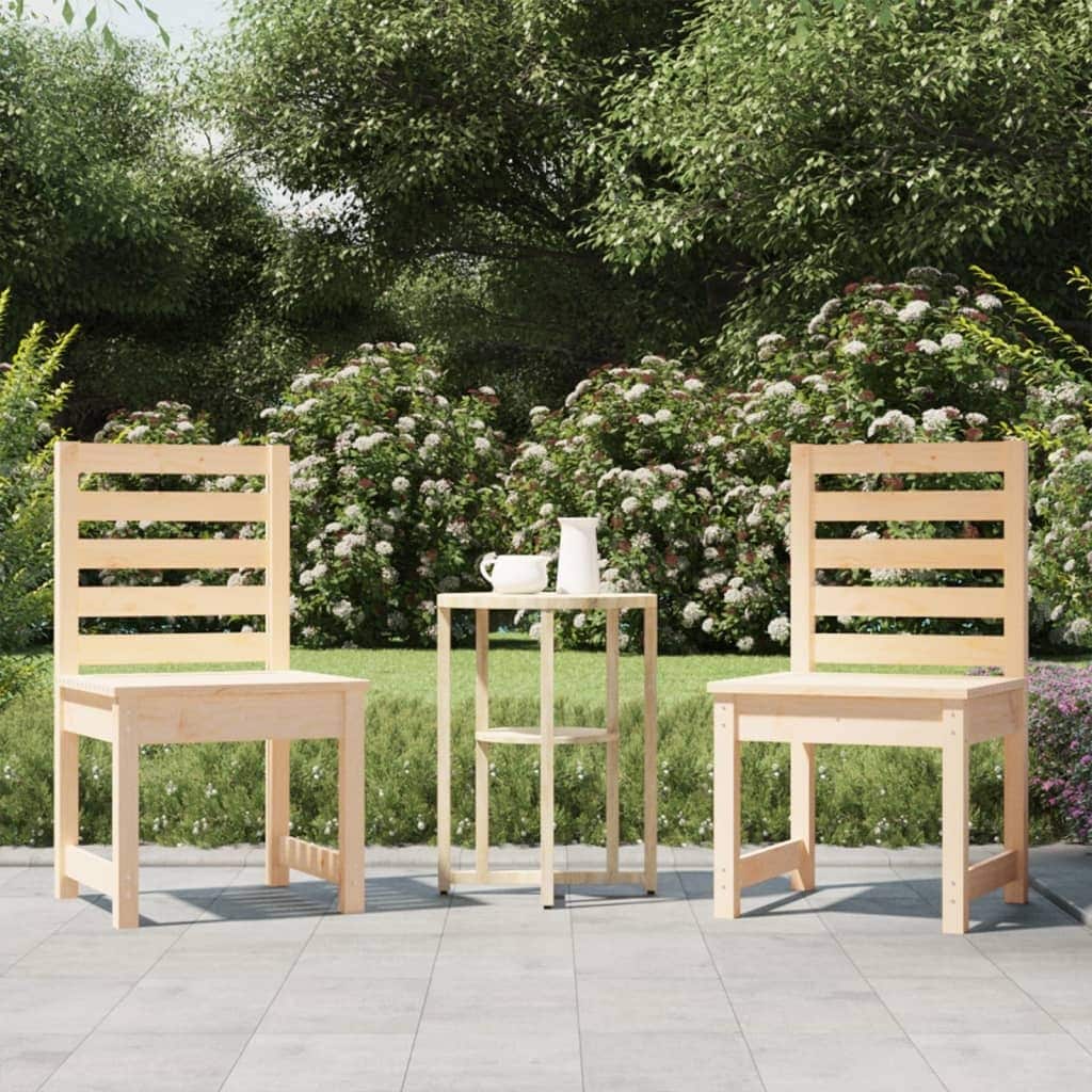 vidaXL Garden Chair Set of 2 Natural wood Solid Pine Wood Medium - 18.9 x 19.7 x 36.0