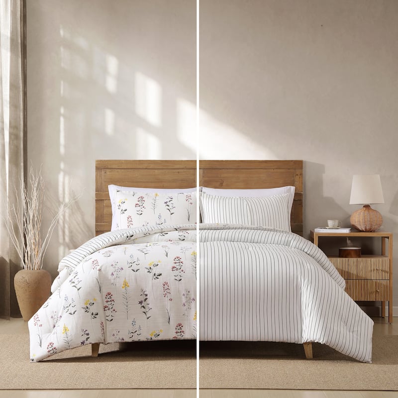 Eddie Bauer Wildflower Cotton Reversible Beige Comforter Set