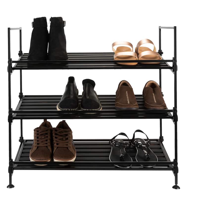 Organize It All 3 Tier Shoe Rack in Espresso - 26.26 x 12.36 x 25.20