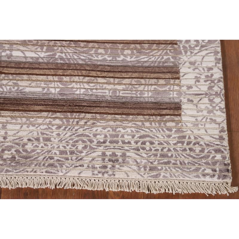 Modern Accent Rug Handmade Indian Abstract Wool Carpet - 2'9"x 5'2"