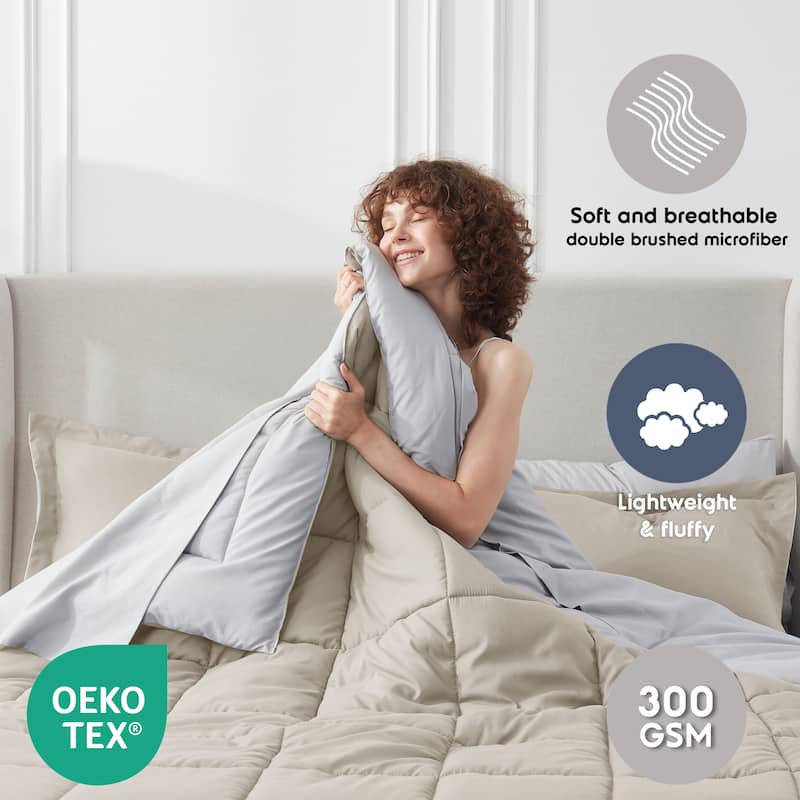 Emperyan Reversible Comforter Set Bed in a Bag with Down Alternative Pillow