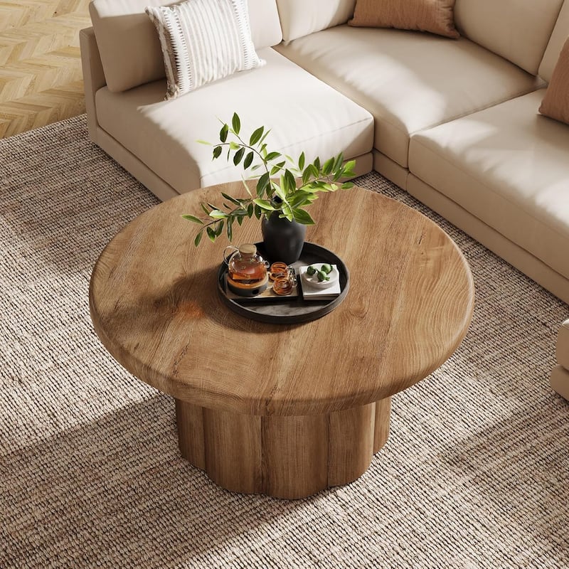 31.5" Round Coffee Table, Modern Circle Center Table for Living Room, Apartment, Small Space - 31.5" L x 31.5" W x 17.72" H