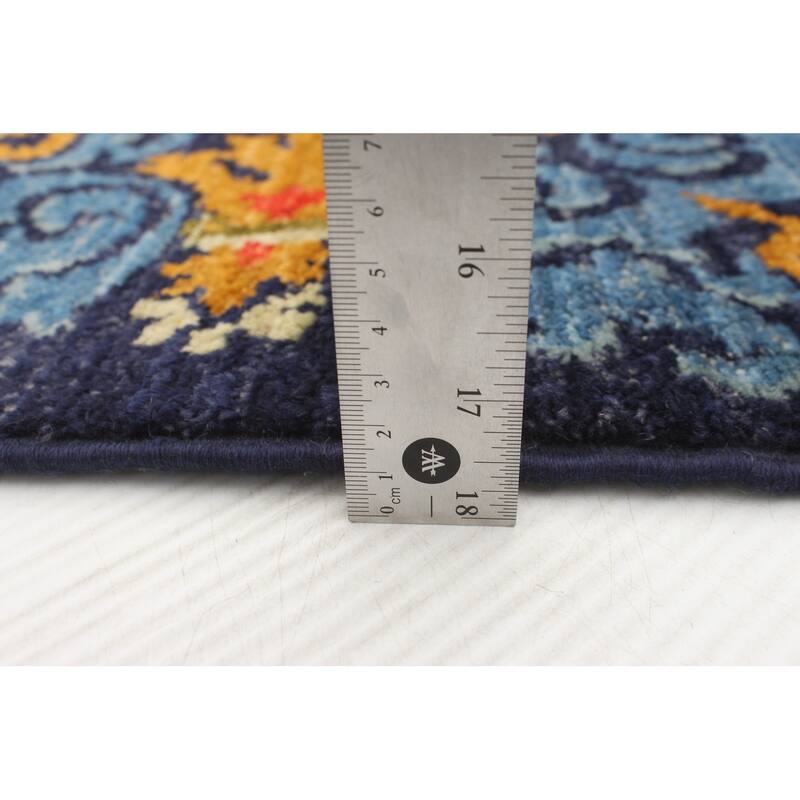 ECARPETGALLERY Handknotted Lahore Finest Collection Blue Wool Rug 6