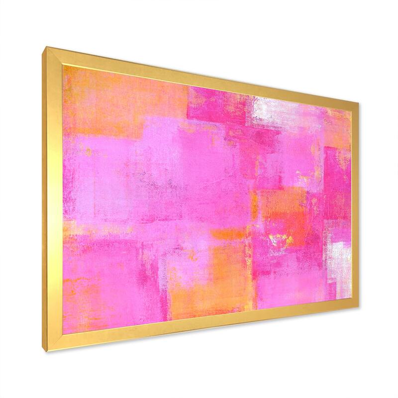 Designart "Pink And Orange Colorfields II" Modern Framed Art Print