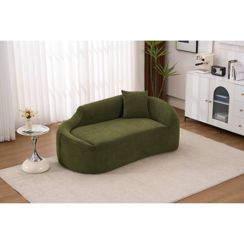 LY-048 Compression Curved Chaise Longue Chair Indoor, Modern Chenille Loveseat Couch