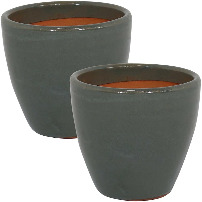 Resort Ceramic Indoor/Outdoor Planter - Set of 2 - Gray - 8-Inch