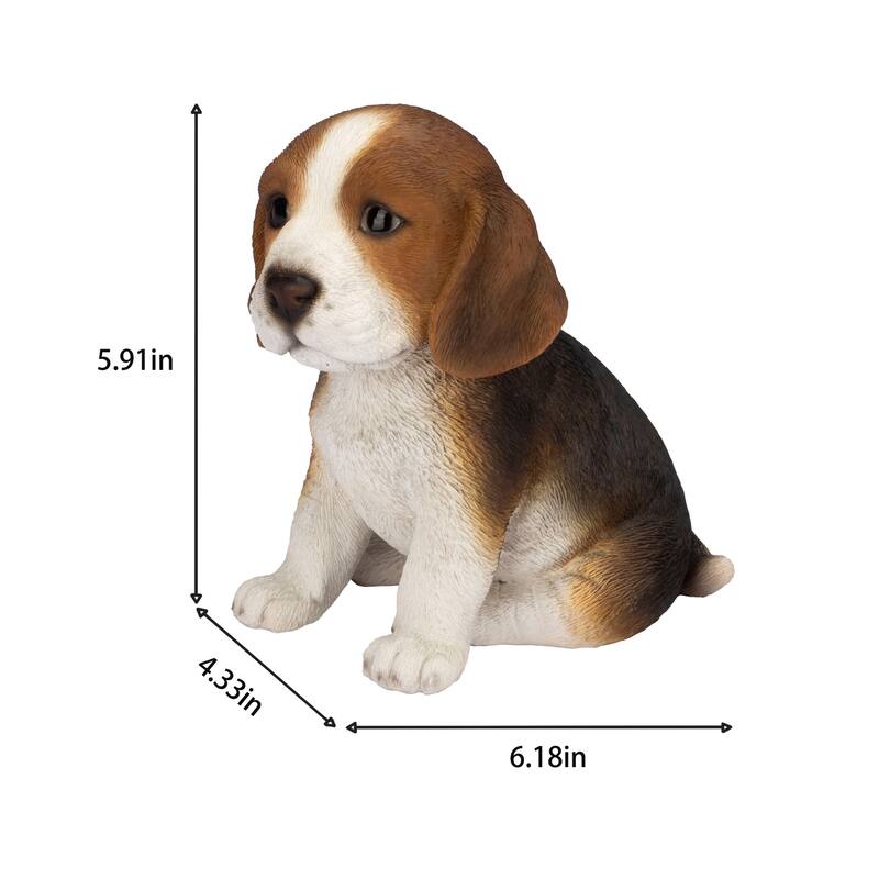 Sitting Beagle Puppy Outdoor Statue - 6" - Brown and White