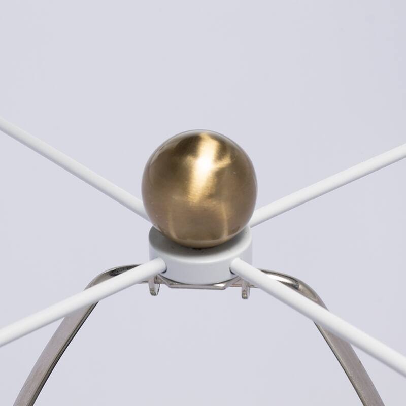 D14x26.3" White and Gold Three Tiered Round Table Lamp with Drum Shade