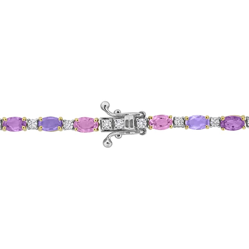 Miadora 14k Gold Diamond and Multi-Color Sapphire Tennis Bracelet